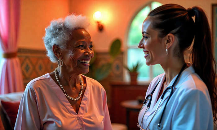 A collage showcasing various in-home care activities.